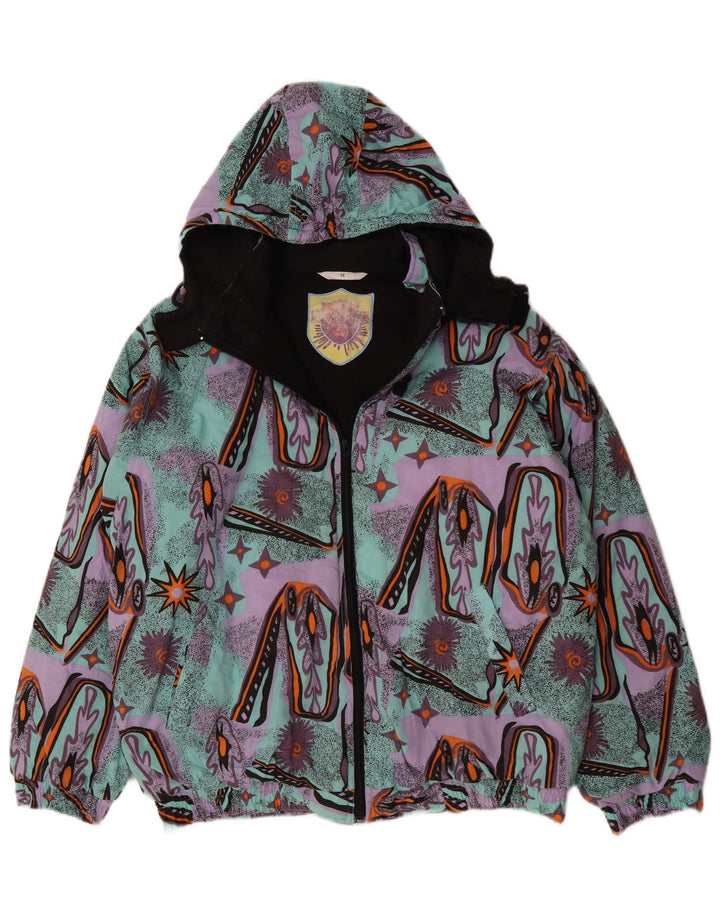 Męska wiatrówka VINTAGE w abstrakcyjny wzór UK 38 Średni turkus