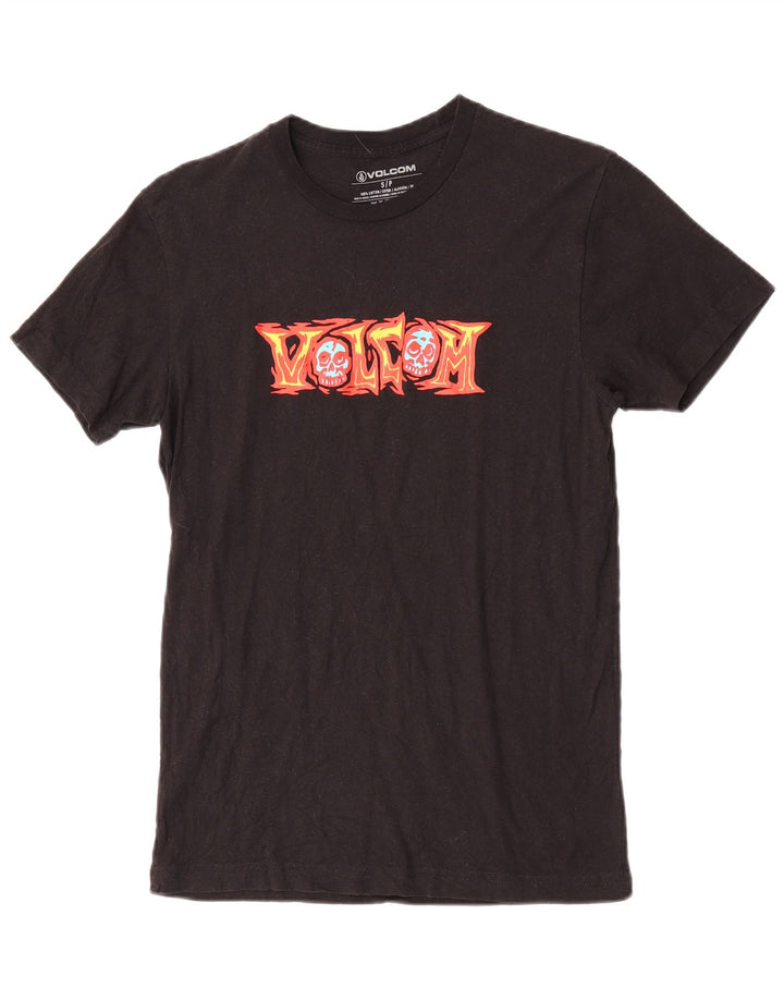 Męski T-shirt z grafiką Volcom, mały, czarny, bawełniany