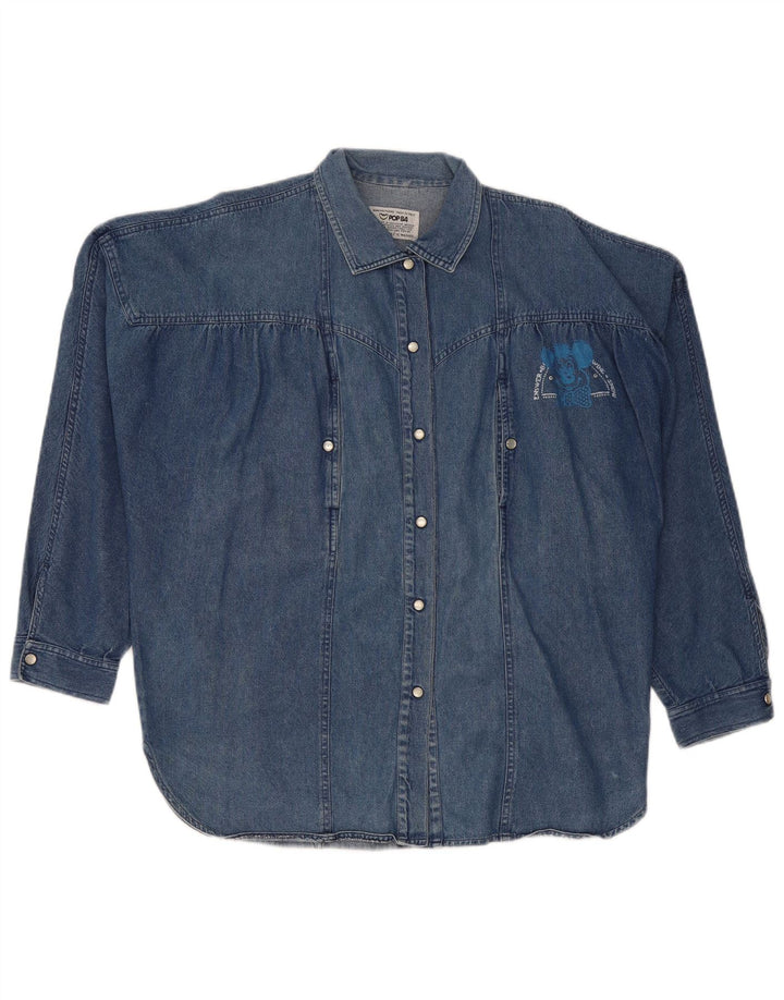 Damska koszula jeansowa oversize POP 84 UK 14, średnia niebieska bawełna