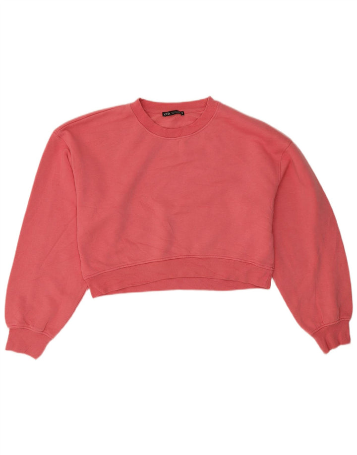Damski sweter typu Crop Oversize Zara UK 10, mały, różowy
