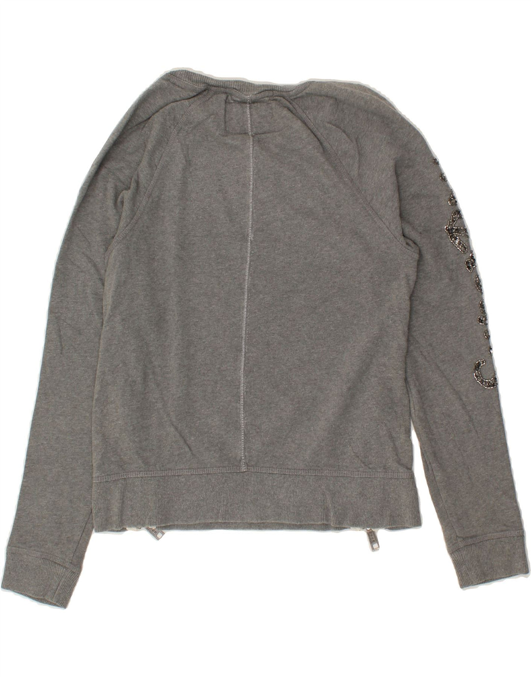 SUPERDRY Womens Graphic Sweatshirt Jumper UK 10 Small Grey Cotton Vintage Superdry and Second-Hand Superdry from Messina Hembry 