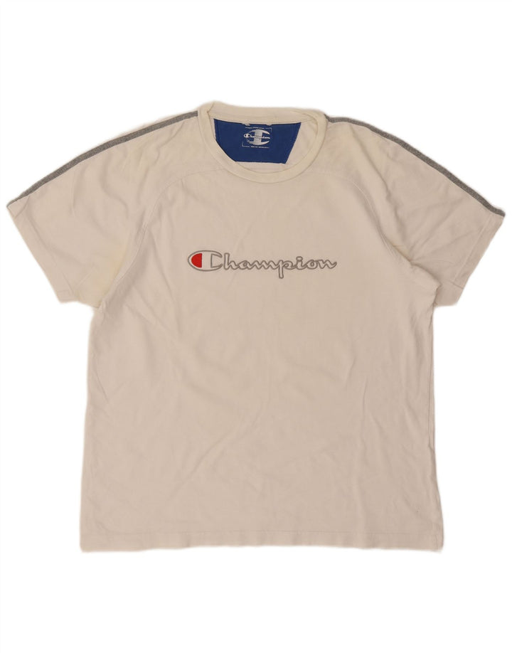Męski T-shirt CHAMPION z grafiką, średni biały