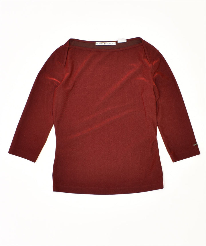 Damski top z rękawem 3/4 TOMMY HILFIGER UK 14, średni czerwony poliester