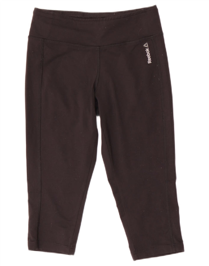 Damskie legginsy Capri REEBOK UK 8/10, małe, czarne, poliestrowe