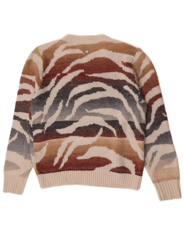 Damski sweter Desigual z dekoltem w kształcie litery V, UK 6 XS, wielobarwny nadruk zwierzęcy