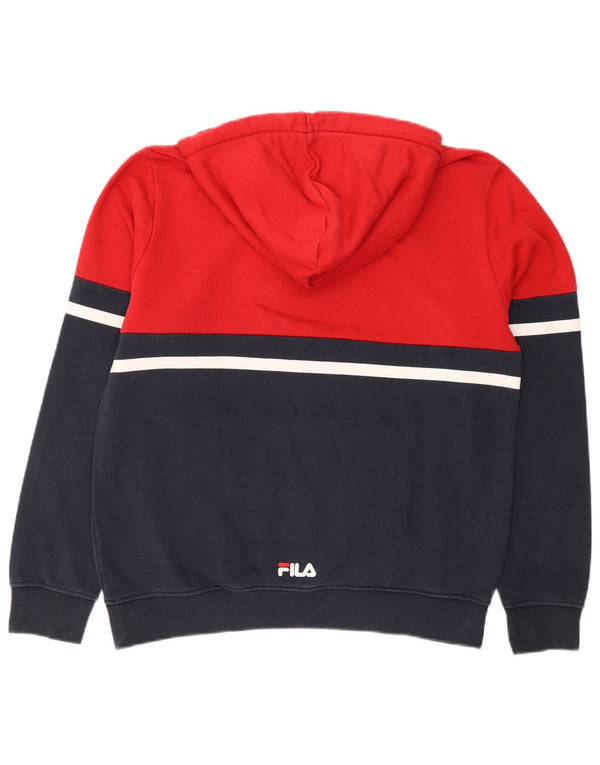 Męski sweter z kapturem Fila z grafiką, mały, czerwony, z blokami kolorów