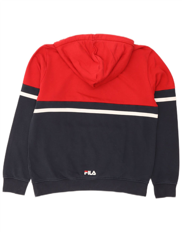 Męski sweter z kapturem Fila z grafiką, mały, czerwony, z blokami kolorów