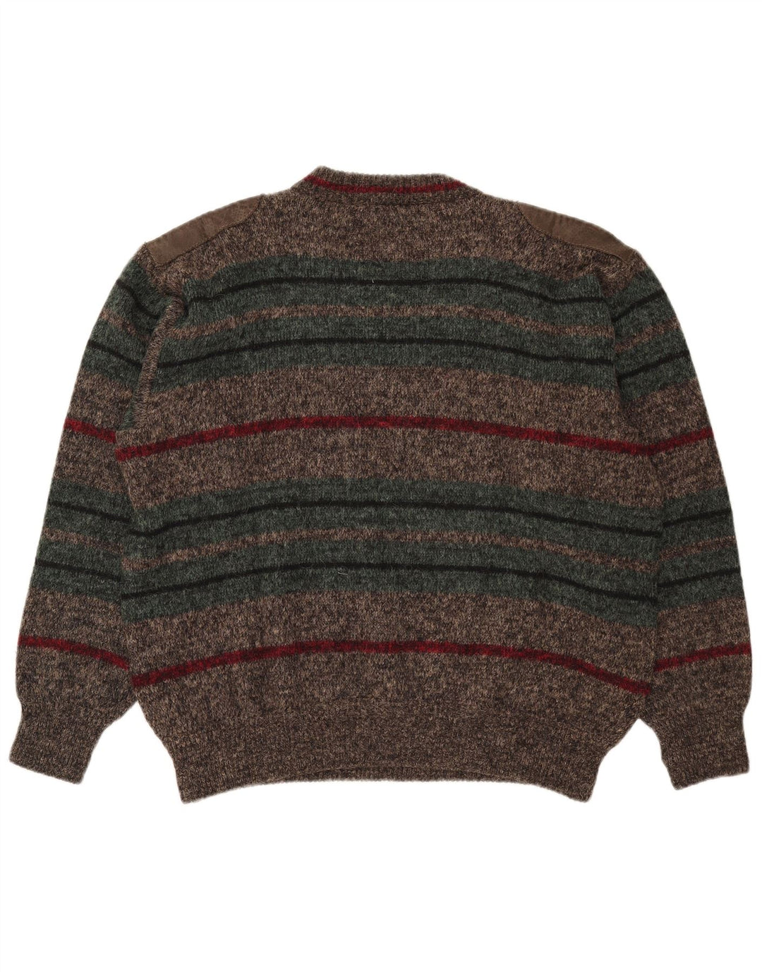 Męski sweter z okrągłym dekoltem Ranger XL, poliamid w brązowe paski
