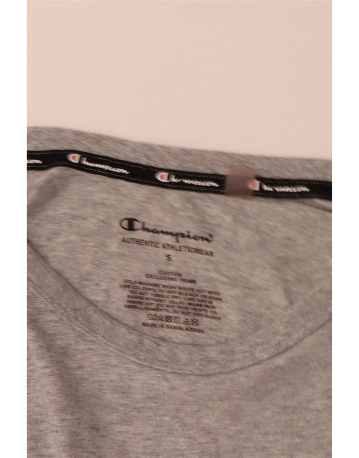Męski T-shirt Champion z grafiką, mały, szary, bawełniany