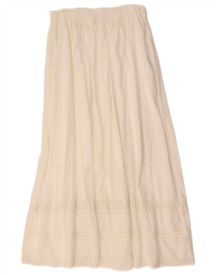 BENETTON Damska spódnica cygańska z wysokim stanem W28 Średnia biała w cętki