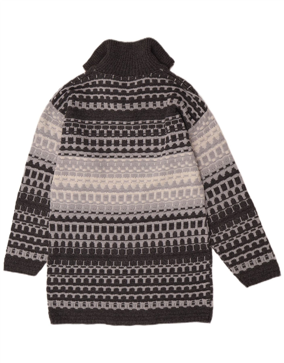 Męski sweter z zamkiem Camelot, mały, szary, geometryczny klasyk