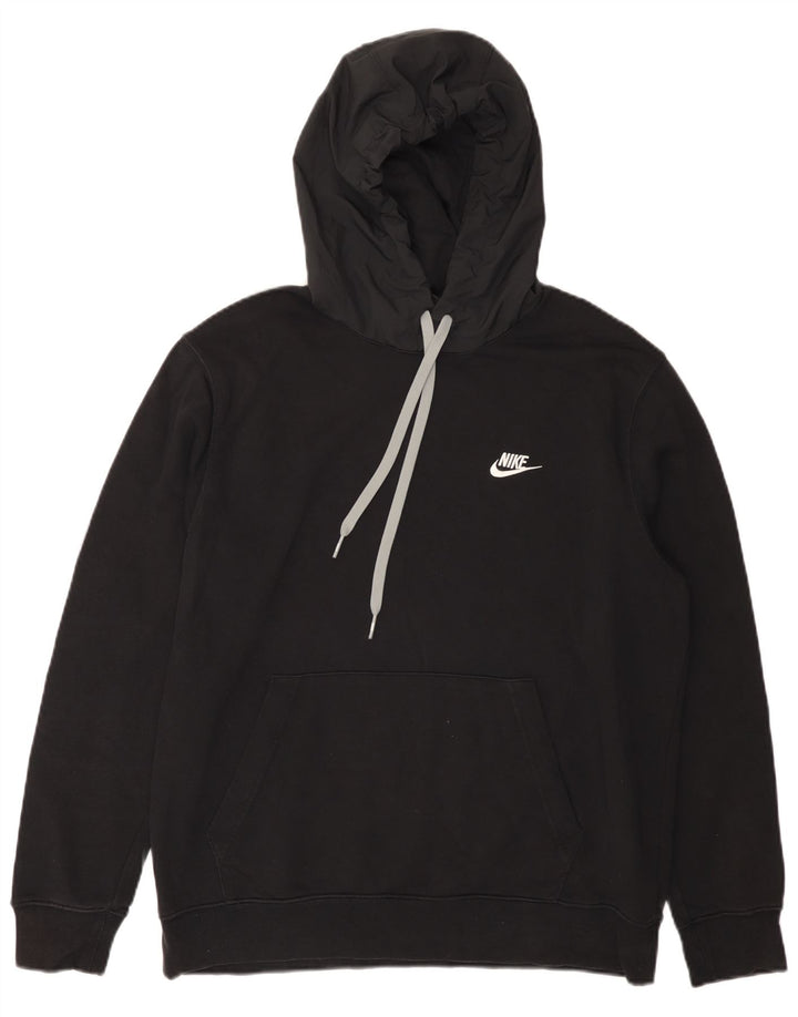 NIKE Mens Hoodie Jumper Large Black Cotton