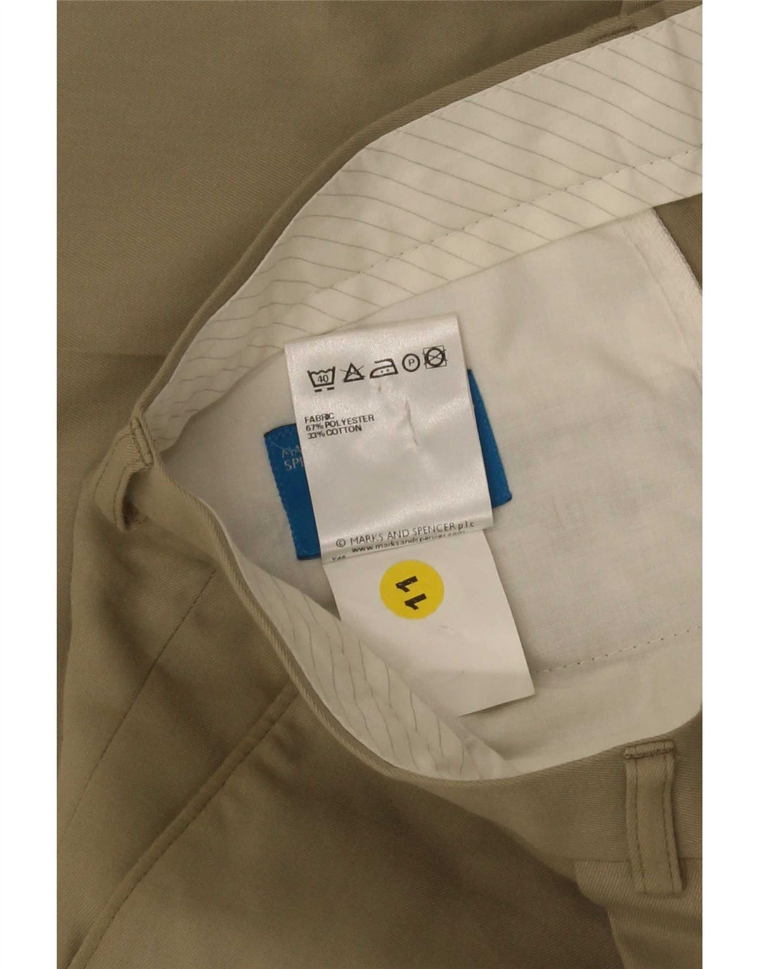 Męskie spodnie codzienne Marks & Spencer W34 L31 Khaki Poliester