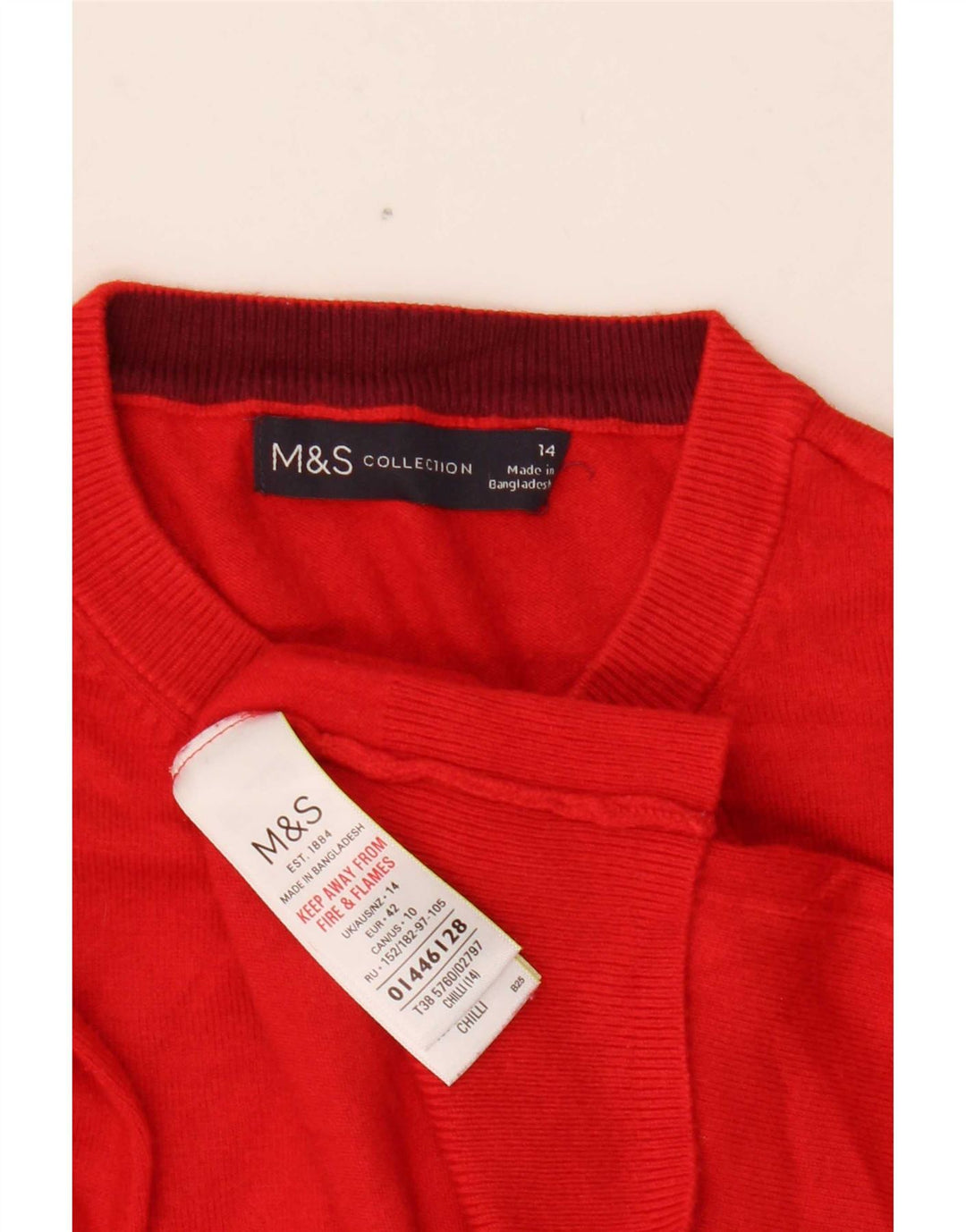 Sweter damski Marks & Spencer Crop Cardigan UK 14, średni czerwony, wiskoza