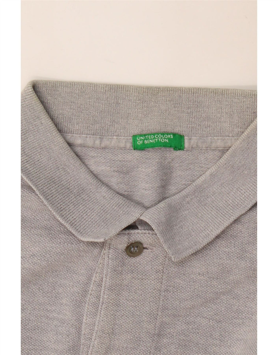 Męska koszulka polo z długim rękawem BENETTON, średnio szara, nakrapiana