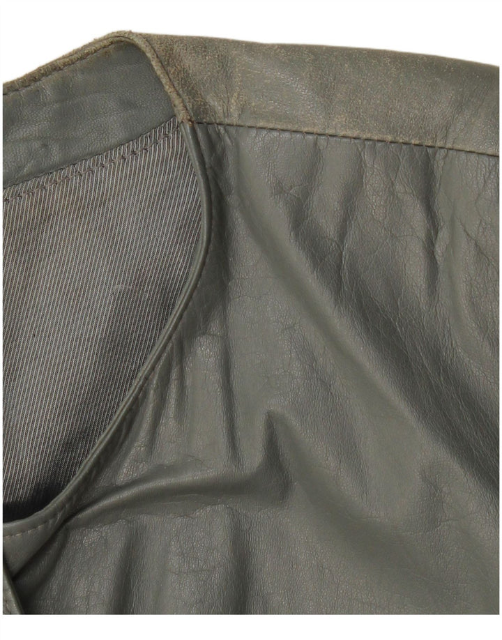 Damska skórzana kurtka bomber VINTAGE UK 12, średnia szara skóra