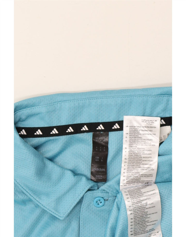 Męska koszulka polo Adidas Aeroready, średni niebieski poliester
