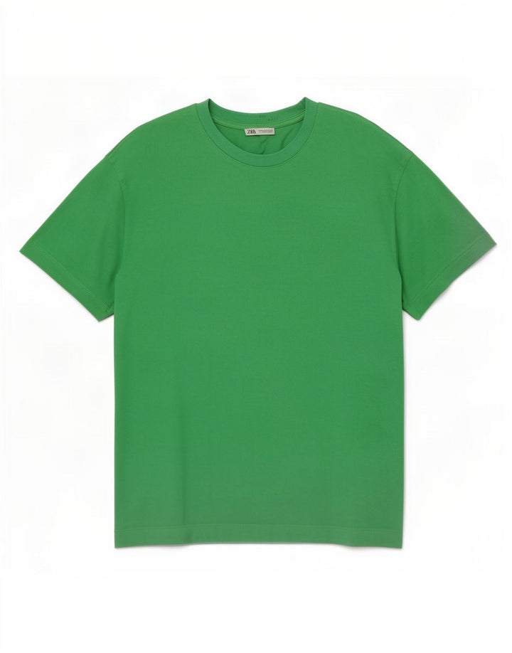 T-shirt męski Zara, bawełniany, średni zielony