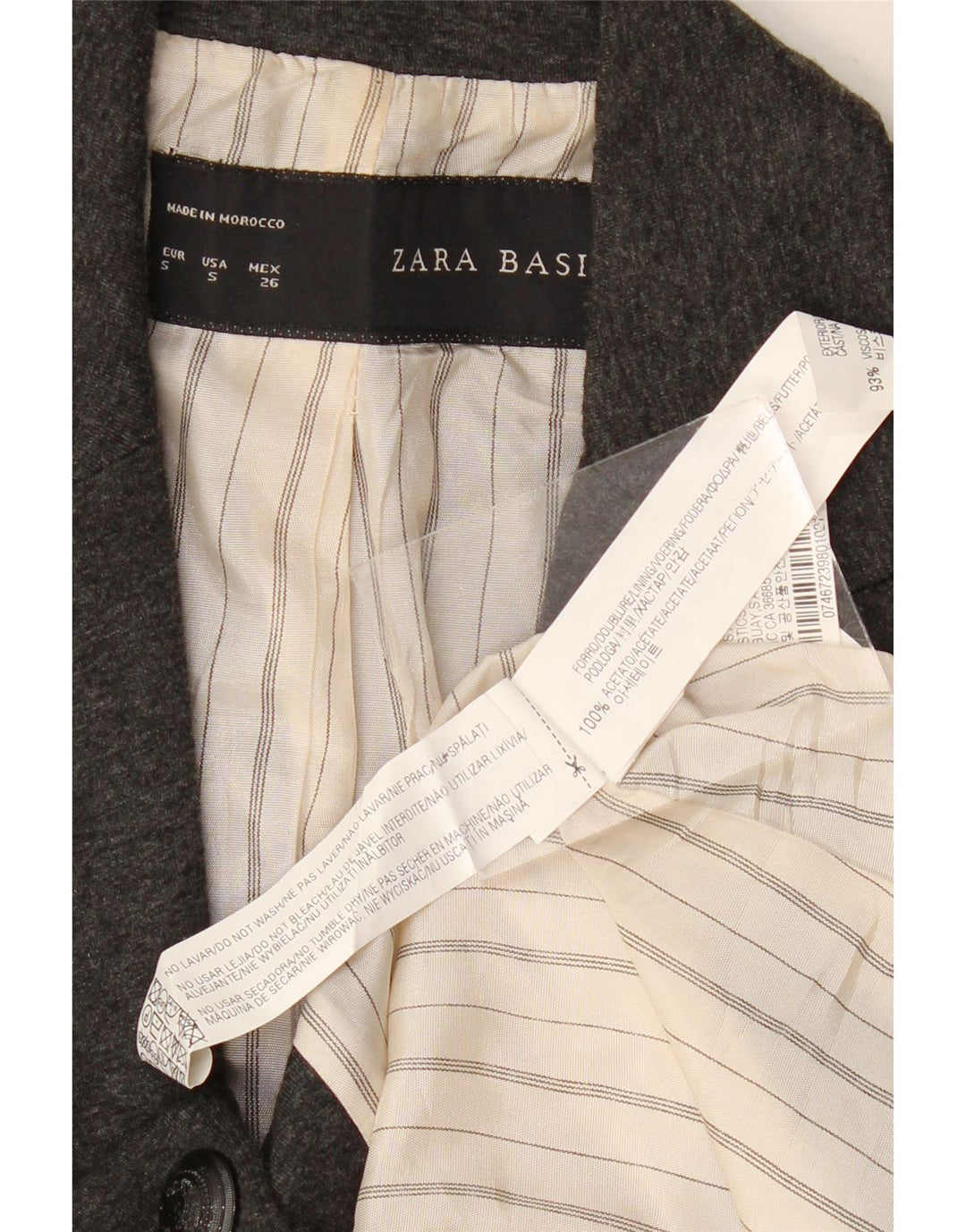 Damska marynarka Zara zapinana na 1 guzik UK 10 Small Szary Acetat