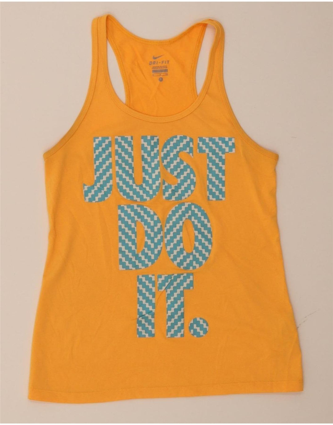 NIKE Womens Dri Fit Graphic Vest Top UK 10 Small Orange Polyester Vintage Nike and Second-Hand Nike from Messina Hembry 