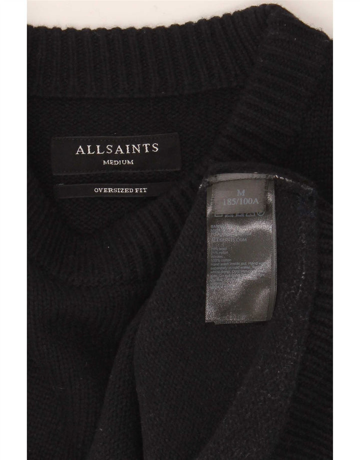 Męski sweter oversize All Saints z okrągłym dekoltem, średni granatowy w kratkę