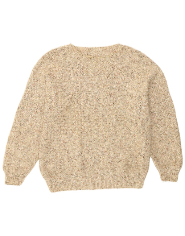 Vintage Womens Boat Neck Jumper Sweater UK 16 Large Beige