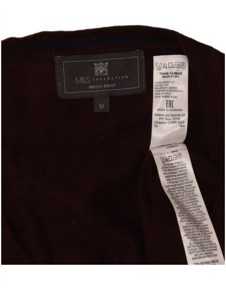 Marks & Spencer Męski sweter kardigan, średni burgund, akryl