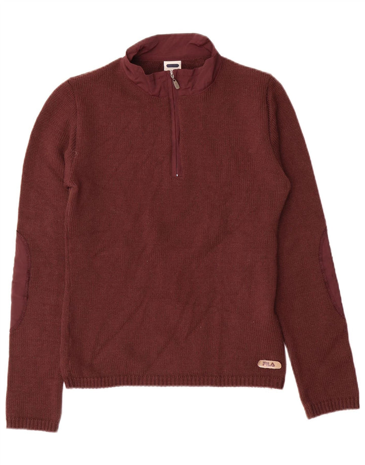 FILA Damski sweter z zamkiem błyskawicznym UK 12 Średni bordowa wełna