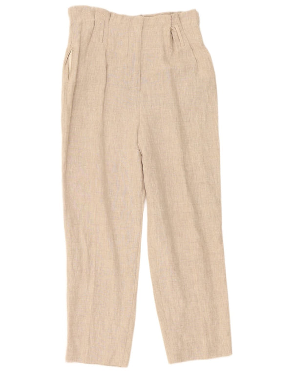 Damskie spodnie chino z wysokim stanem Zara, średnie W30 L26, beżowe, lniane