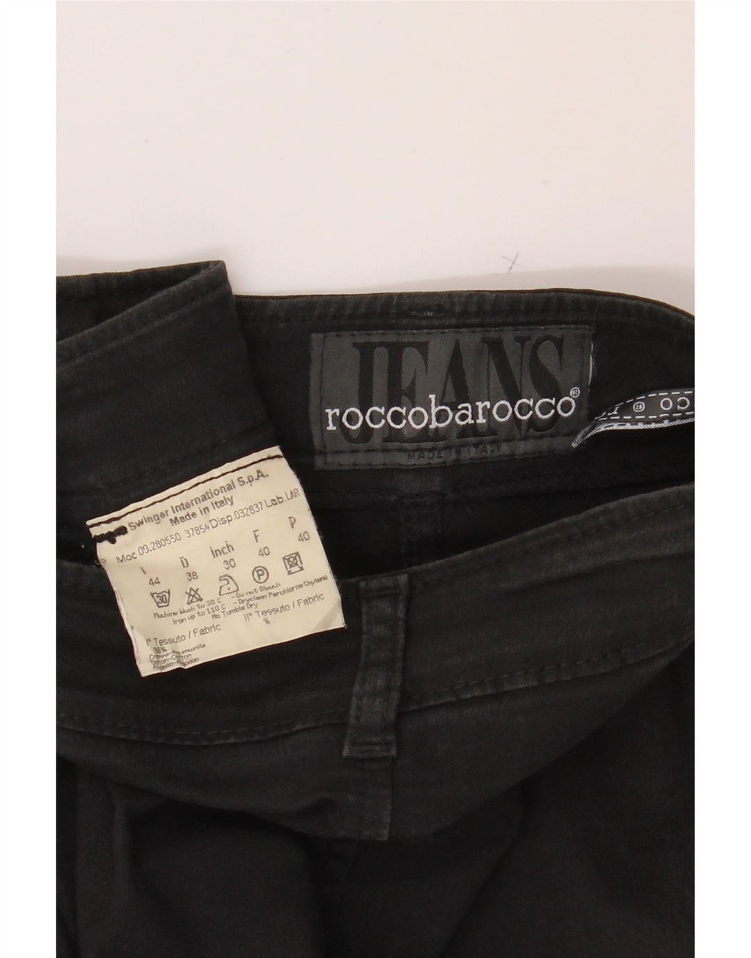 ROCCOBAROCCO Womens Straight Skirt IT 44 Medium W30  Black Cotton Vintage Roccobarocco and Second-Hand Roccobarocco from Messina Hembry 