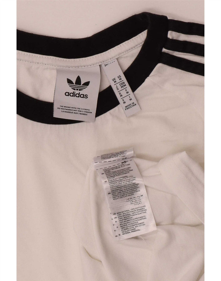 Adidas Męskie Regularne Topy Z Długim Rękawem Średniej Białej Bawełny