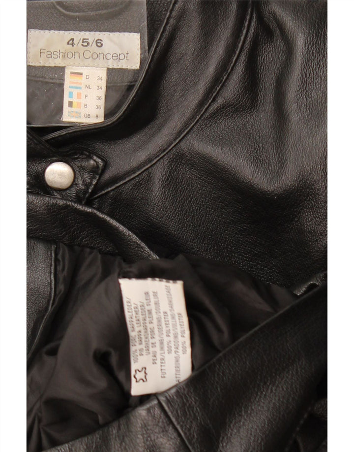 Damska skórzana kurtka motocyklowa VINTAGE UK 8, mała czarna skóra
