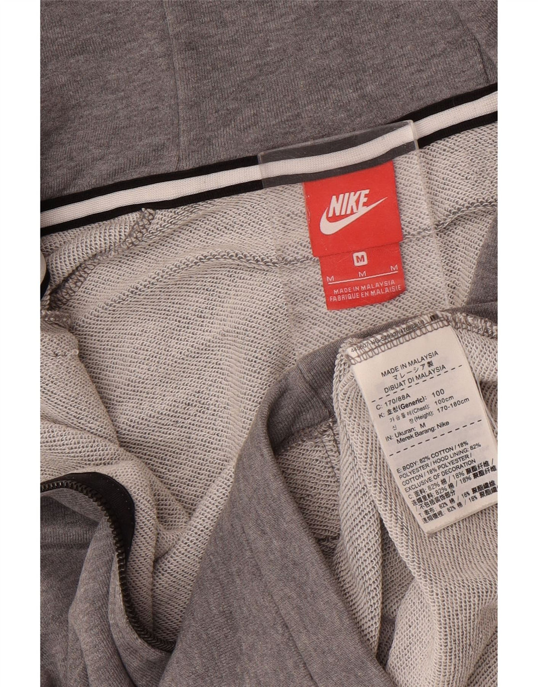 Męski sweter z kapturem i zamkiem błyskawicznym Nike, średnioszary, bawełniany