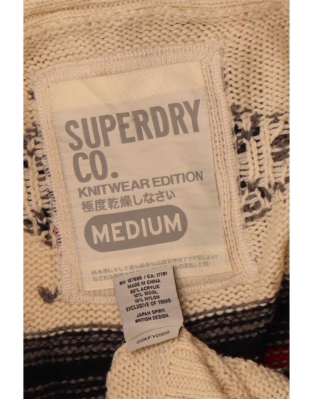 Damski sweter o przedłużonym fasonie SUPERDRY UK 14, średni złamanej bieli
