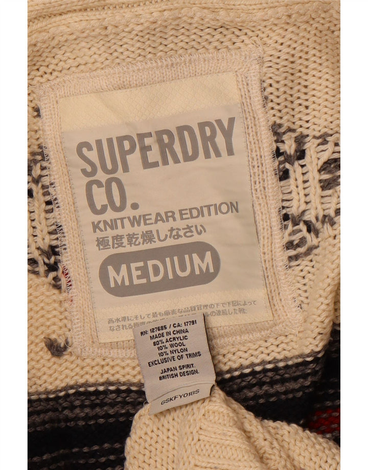 Damski sweter o przedłużonym fasonie SUPERDRY UK 14, średni złamanej bieli