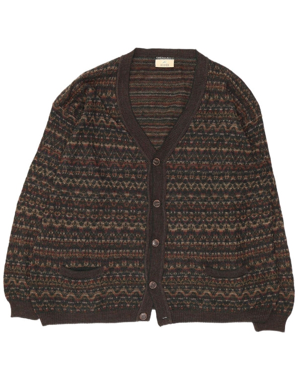 Sweter męski Rodes 2XL, brązowa, geometryczna wełna