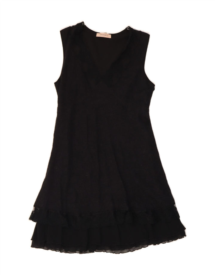 TWINSET Womens Sleeveless A-Line Dress UK 10 Small Black Polyamide Vintage Twinset and Second-Hand Twinset from Messina Hembry 