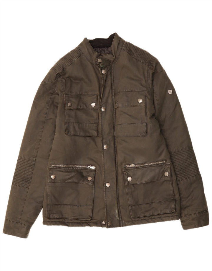MORLY'S Mens Military Jacket UK 38 Medium Khaki Cotton