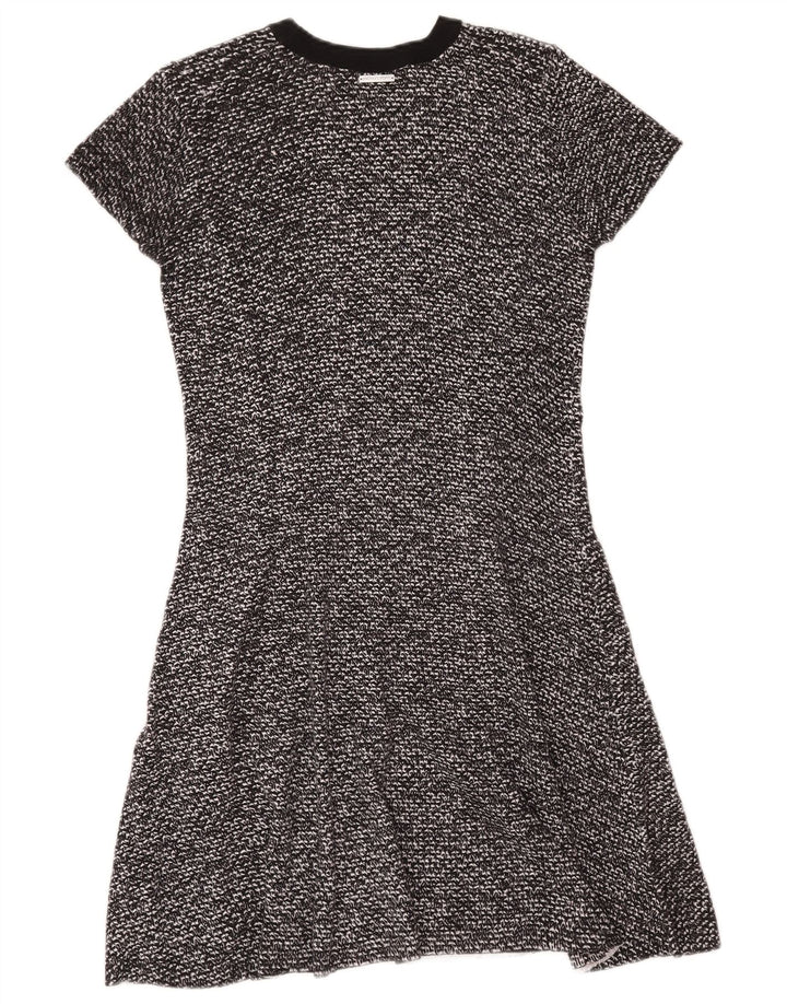 Damska sukienka o linii A Michael Kors UK 12, średnia czarna bawełniana w cętki