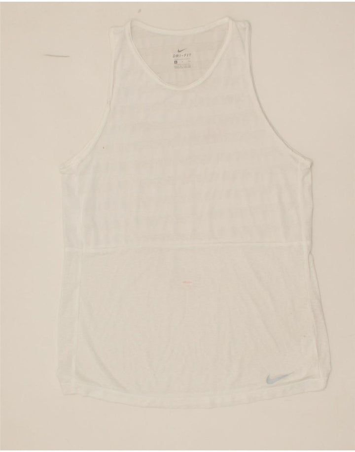 NIKE Womens Dri Fit Vest Top UK 10 Small White Vintage Nike and Second-Hand Nike from Messina Hembry 