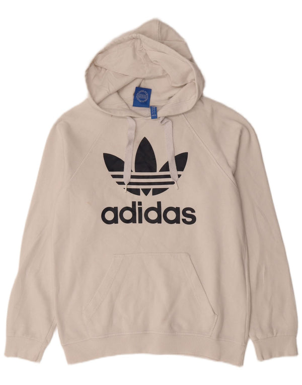 Adidas Męska bluza z kapturem z grafiką, mała, biała, bawełniana