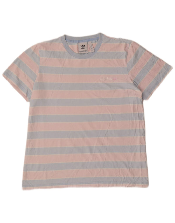 Adidas Męski T-Shirt Top Duży Różowy Bawełniany Paski