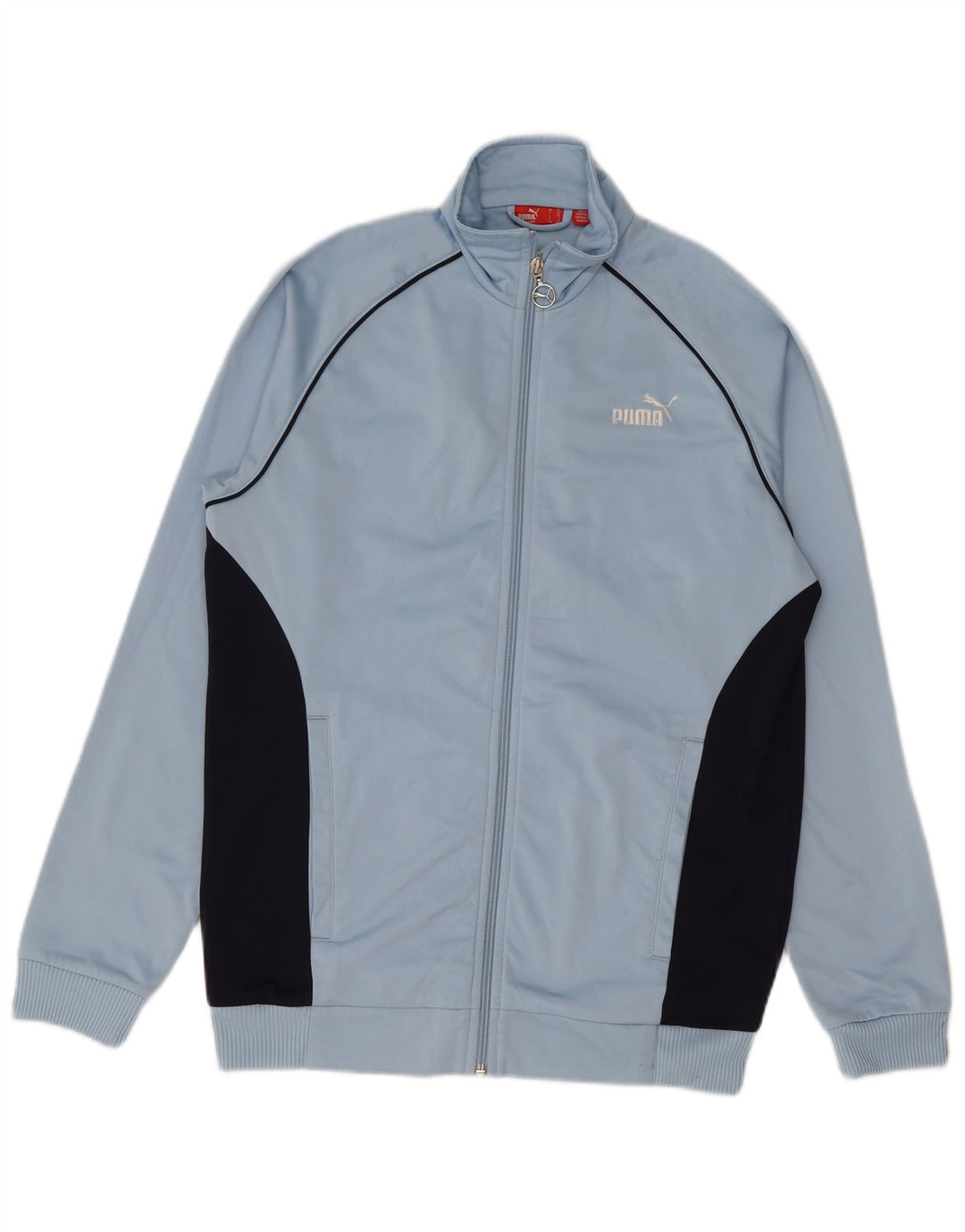 Chłopięca kurtka dresowa PUMA, 13-14 lat, niebieski poliester z blokami kolorów