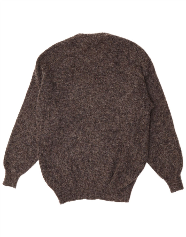 Vintage męski sweter z okrągłym dekoltem, średnio szary Argyle/diament