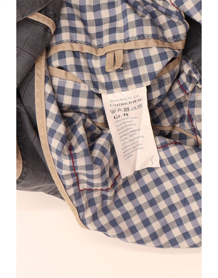 Męska marynarka CAMEL ACTIVE zapinana na 2 guziki IT 48, bawełniana w średnią niebieską kratkę