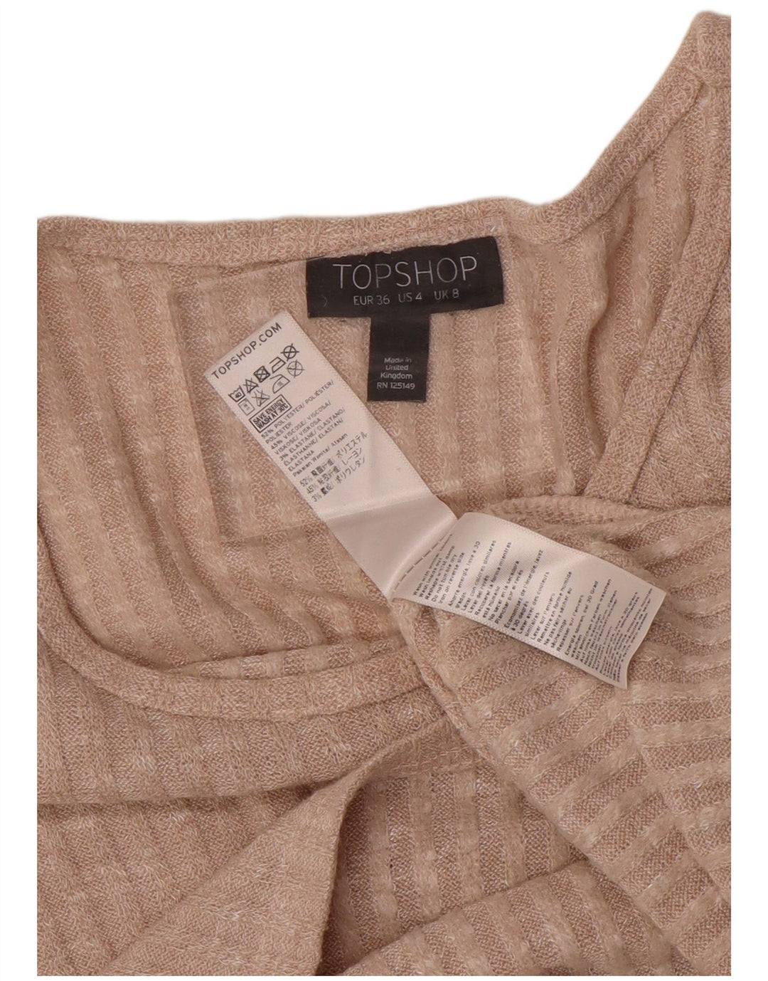 Topshop damski krótki top oversize z długim rękawem, UK 8, mały beż