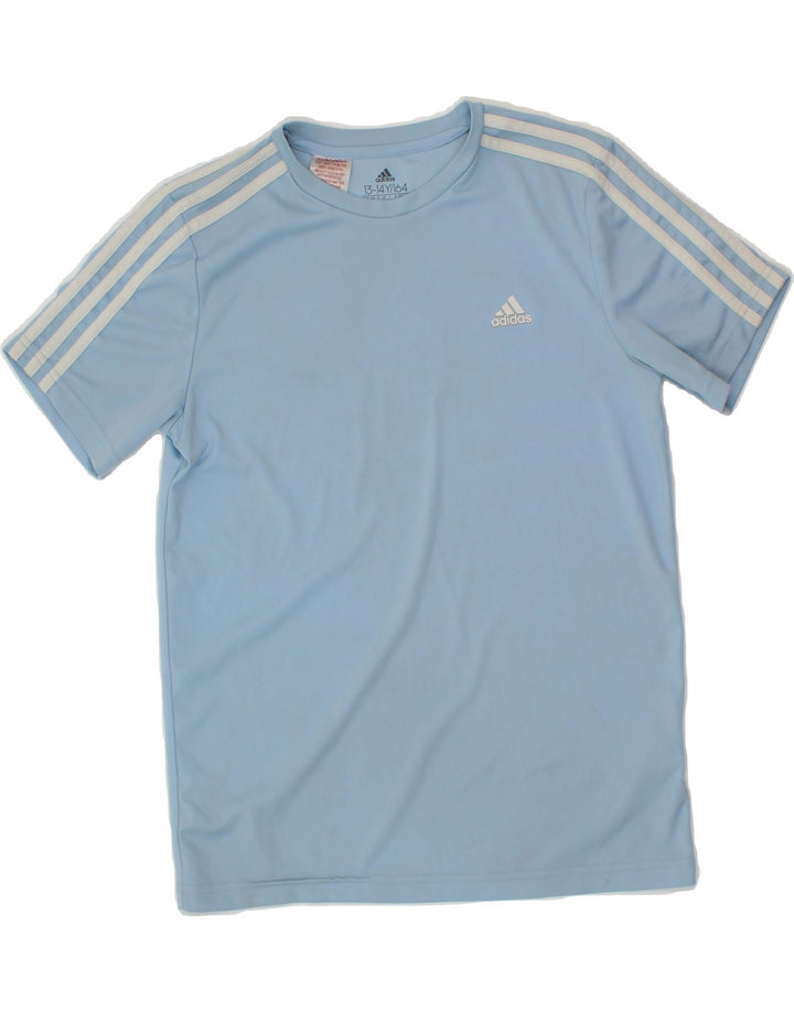 ADIDAS Boys T-Shirt Top 13-14 Years Blue Polyester Vintage Adidas and Second-Hand Adidas from Messina Hembry 