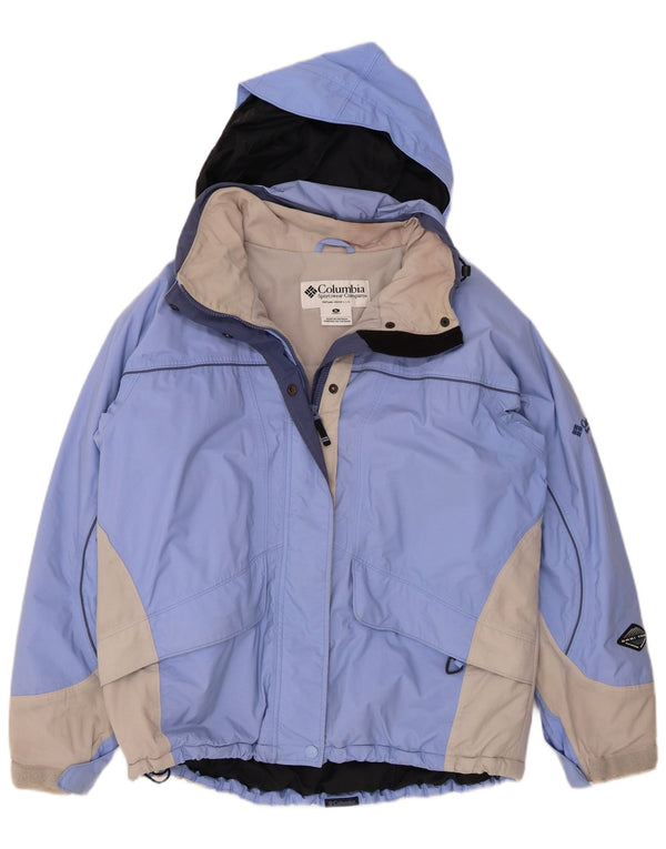 Damska kurtka narciarska z kapturem Columbia Omni-Tech UK 18 XL Niebieski nylon z blokami kolorów