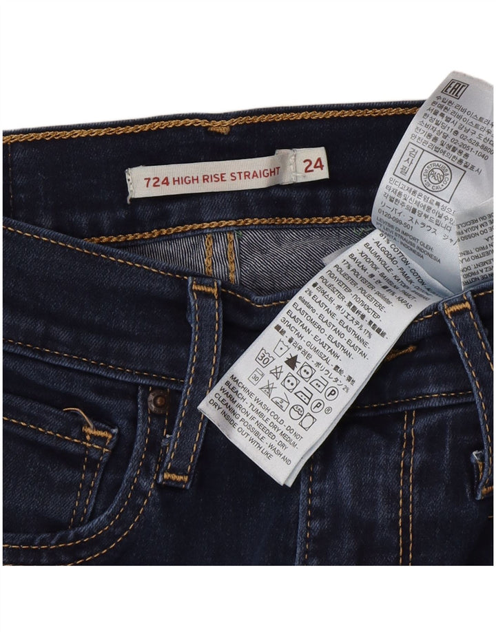 Damskie dżinsy Levi's 724 z wysokim stanem W24 L30 Niebieska bawełna