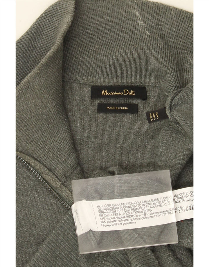 Męski sweter zapinany na zamek Massimo Dutti, duży, szary, wiskoza